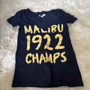 Navy Graphic Tee with Yellow Print